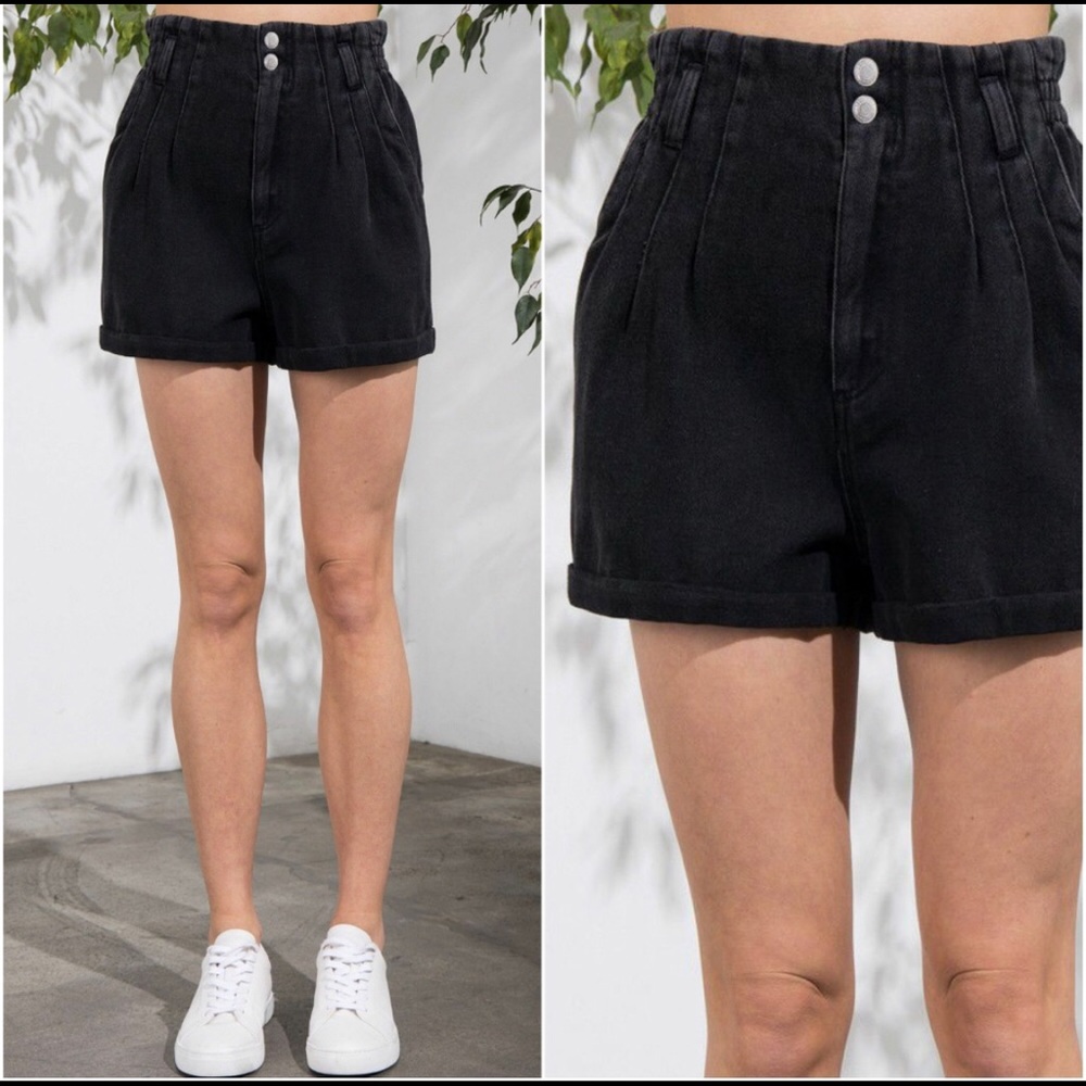 High Waisted Paper Bag Shorts